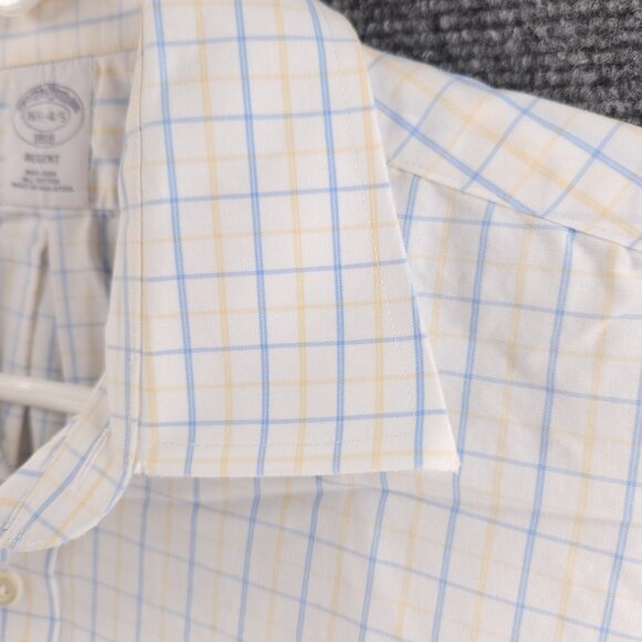 Brooks Brothers 16.5 34 35 Regent Non-Iron Yellow Blue Check Long Sleeve Shirt - Picture 6 of 16